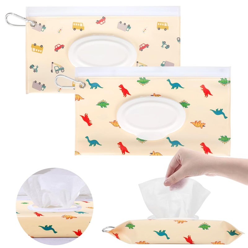YAHUIPEIUS 2Packs Baby Wipes Dispenser Portable Baby Wipe Holder Refillable Wet Wipes Container Reusable Travel Wipes Case, Keeps Wipes Fresh(Yellow) - Image 1